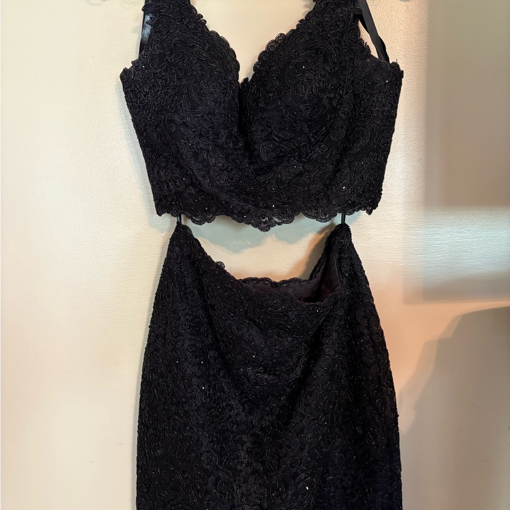 Sherri Hill Black Lace Prom Dress